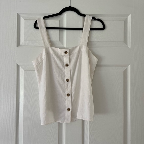 J. Crew Tops - J. Crew Cream Button-Front linen Tank Top